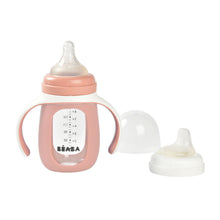 Load image into Gallery viewer, Beaba Glass Bottle with Silicone Protective Sleeve 210ml - Vintage Pink