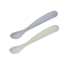 Load image into Gallery viewer, Beaba 1st Stage Silicone Spoons 2 Pack - Misty Green/Pebble