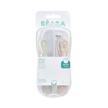 Load image into Gallery viewer, Beaba 2nd Stage Silicone Spoons & Case 2 Pack - Clay/Misty Green