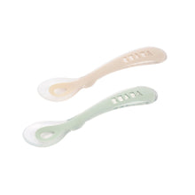 Load image into Gallery viewer, Beaba 2nd Stage Silicone Spoons & Case 2 Pack - Clay/Misty Green