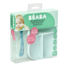 Load image into Gallery viewer, Beaba Silicone Suction Divided Plate & Spoon - Blue (2)