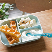 Load image into Gallery viewer, Beaba Silicone Suction Divided Plate & Spoon - Blue (3)