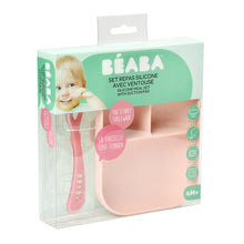 Load image into Gallery viewer, Beaba Silicone Suction Divided Plate & Spoon - Pink (2)