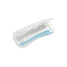 Load image into Gallery viewer, Beaba 1st Stage Silicone Spoon & Case 2 Pack - Light Mist/Windy Blue