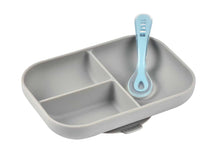Load image into Gallery viewer, Beaba Silicone Suction Divided Plate & Spoon - Grey