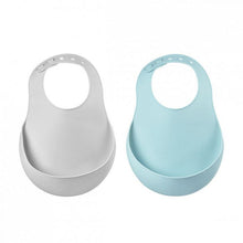 Load image into Gallery viewer, Beaba Set of 2 Silicone Bib - Green Blue / Light Mist
