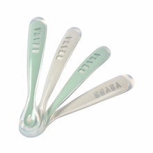 Load image into Gallery viewer, Beaba Ergonomic 1st Stage Silicone Spoons (Set of 4) - Velvet grey/Sage green

