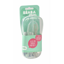 Load image into Gallery viewer, Beaba 2nd Stage Soft Silicone Spoon with case - Velvet Grey/Sage Green