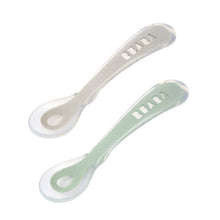 Load image into Gallery viewer, Beaba 2nd Stage Soft Silicone Spoon with case - Velvet Grey/Sage Green