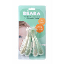 Load image into Gallery viewer, Beaba 2nd Stage Soft Silicone Spoons 4 Pack - Velvet Grey/Sage Green