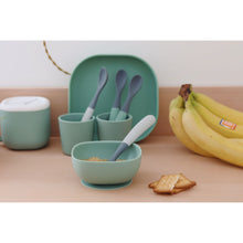 Load image into Gallery viewer, Beaba Ergonomic 1st Stage Silicone Spoons Two-tone (Set of 4) - Mineral/Sage green