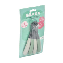 Load image into Gallery viewer, Beaba Ergonomic 1st Stage Silicone Spoons Two-tone (Set of 4) - Mineral/Sage green