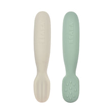 Load image into Gallery viewer, Beaba Silicone Pre-Spoons 2 Pack - Sage Green/Velvet Grey