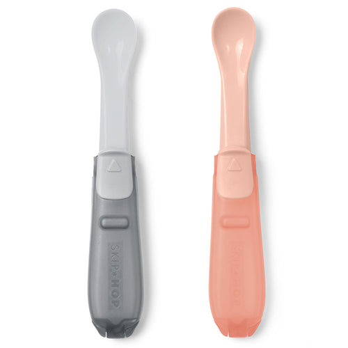 Skip Hop Easy Fold Travel Spoons - Grey/Soft Coral