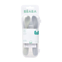 Load image into Gallery viewer, Beaba 1st Stage Silicone Spoons 2 Pack - Misty Green/Pebble
