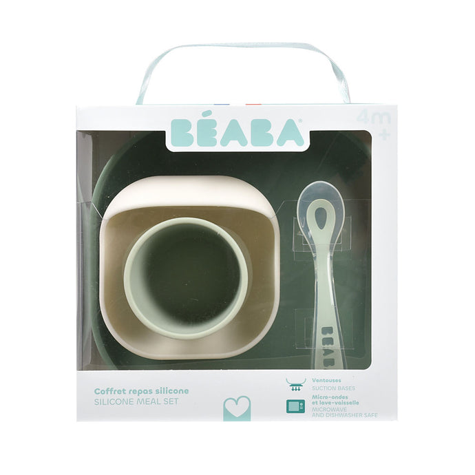 Beaba Silicone Suction Meal Set - Sage/Misty Green