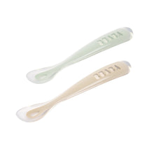 Load image into Gallery viewer, Beaba 1st Stage Silicone Spoons &amp; Case 2 Pack - Clay/Misty Green
