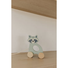 Load image into Gallery viewer, Bubble Wooden Raccoon Pull Along Toy
