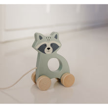 Load image into Gallery viewer, Bubble Wooden Raccoon Pull Along Toy
