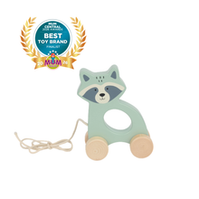 Load image into Gallery viewer, Bubble Wooden Raccoon Pull Along Toy
