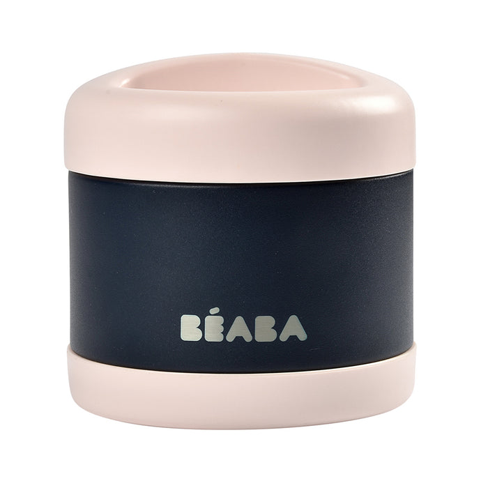 Béaba Stainless Steel Isothermal Portion 500ml - Light Pink / Night Blue