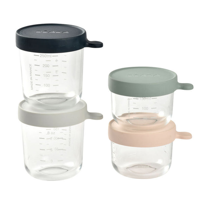 Beaba Glass Baby Food Storage Containers Set of 4 - Eucalyptus