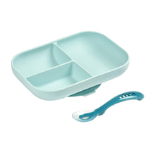 Load image into Gallery viewer, Beaba Silicone Suction Divided Plate &amp; Spoon - Blue
