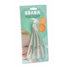 Load image into Gallery viewer, Beaba Ergonomic 1st Age Silicone Spoons (Set of 4) - Velvet grey/Sage green
