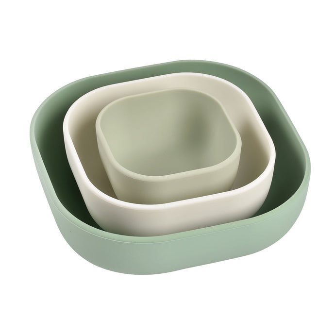 Beaba Silicone 3 Piece Nesting Bowl Set - Sage Green