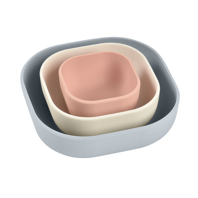 Beaba Silicone 3 Piece Nesting Bowl Set - Velvet Grey