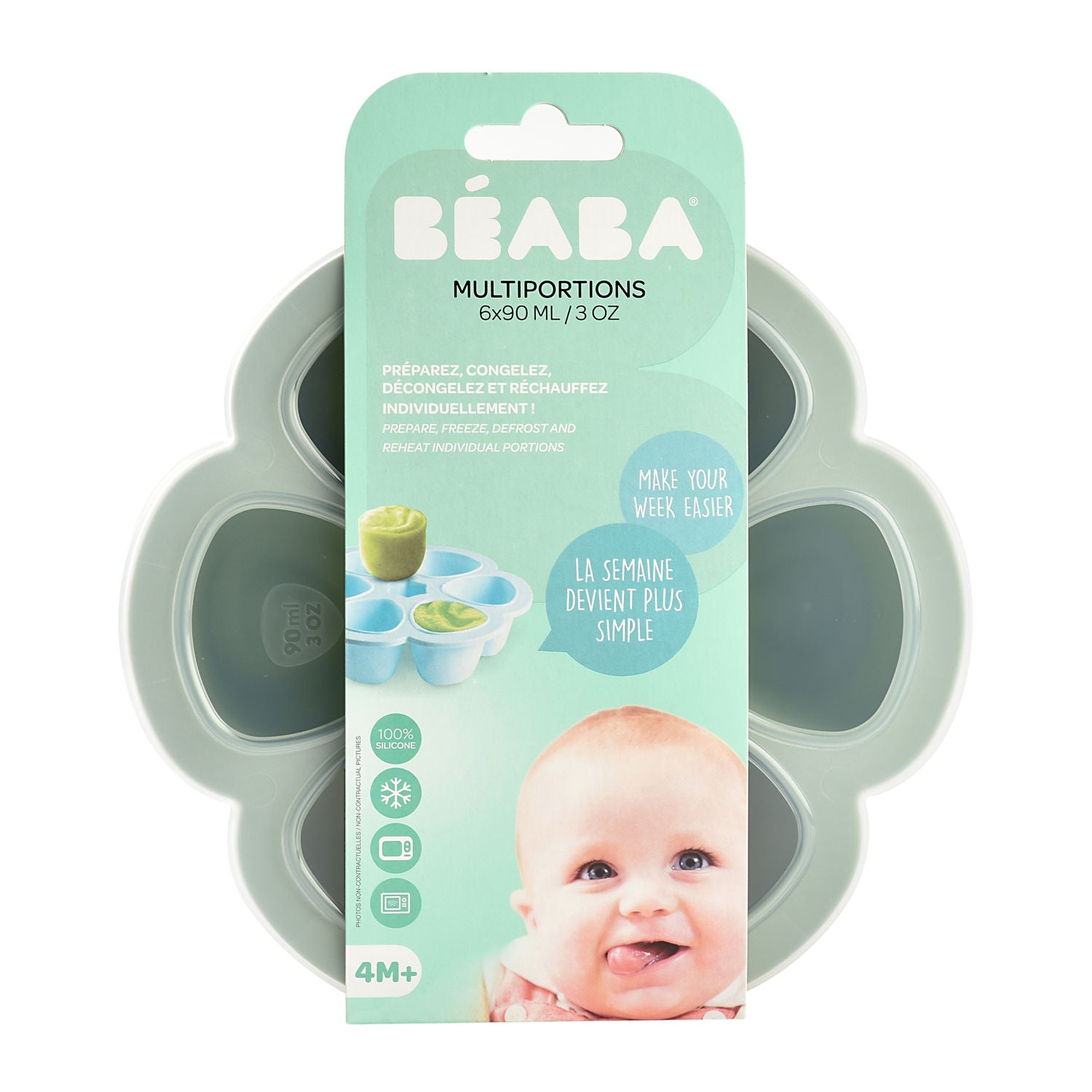 Beaba Multiportions Silicone Freezer Tray 6 X 90ml - Sage Green – Bloom  Connect
