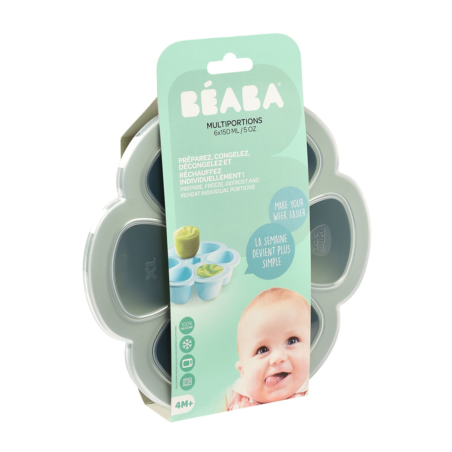 BEABA Multiportions™ Silicone Baby Food Freezer Tray - 3oz Sage - Béaba USA