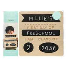 Load image into Gallery viewer, Pearhead First &amp; Last Day Wooden Chalkboard
