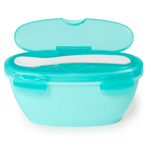 Skip Hop Easy Serve Travel Bowl and Spoon - Grey/Soft Teal