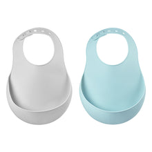 Load image into Gallery viewer, Beaba Silicone Bib 2 Pack - Green Blue/Light Grey
